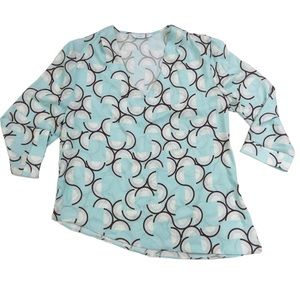 Phardi made in Turkey baby blue brown rainbow asymmetrical top. Size 38/M